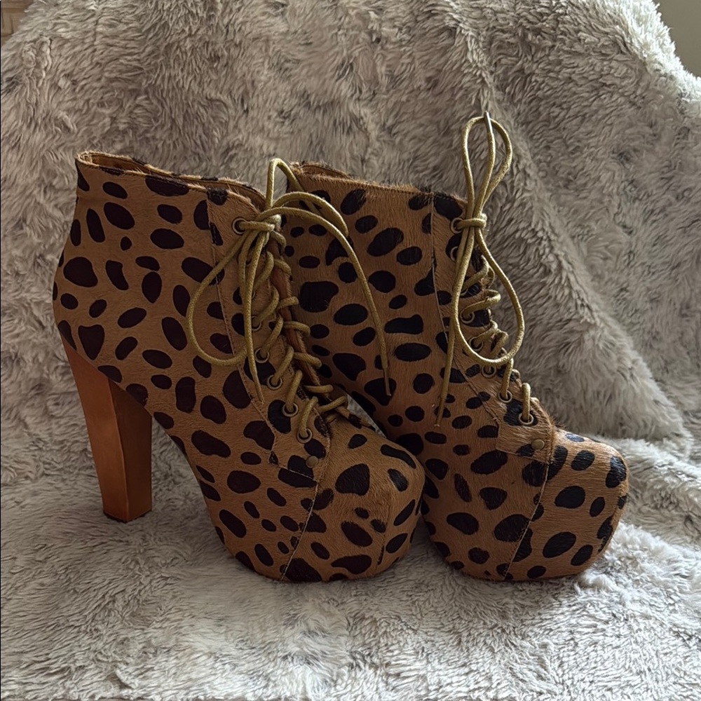 Leopard Print Platform Ankle Boots